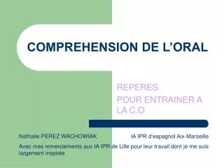 comprehension de l oral