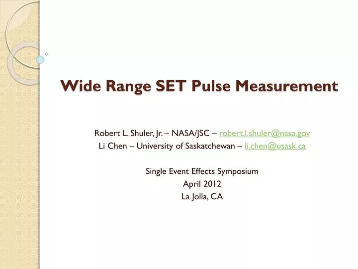 wide range set pulse measurement