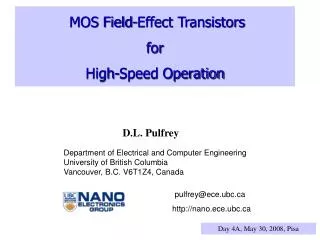 MOS Field-Effect Transistors for High-Speed Operation