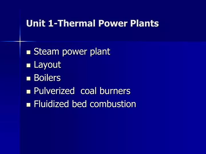 unit 1 thermal power plants