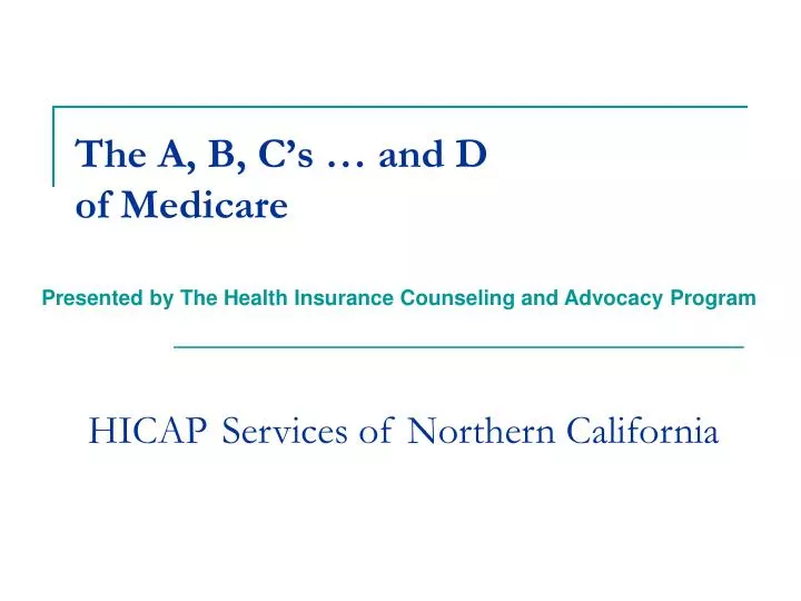 the a b c s and d of medicare