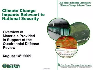 Climate Change Impacts Relevant to National Security