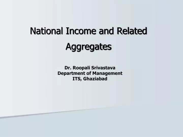 national income and related aggregates