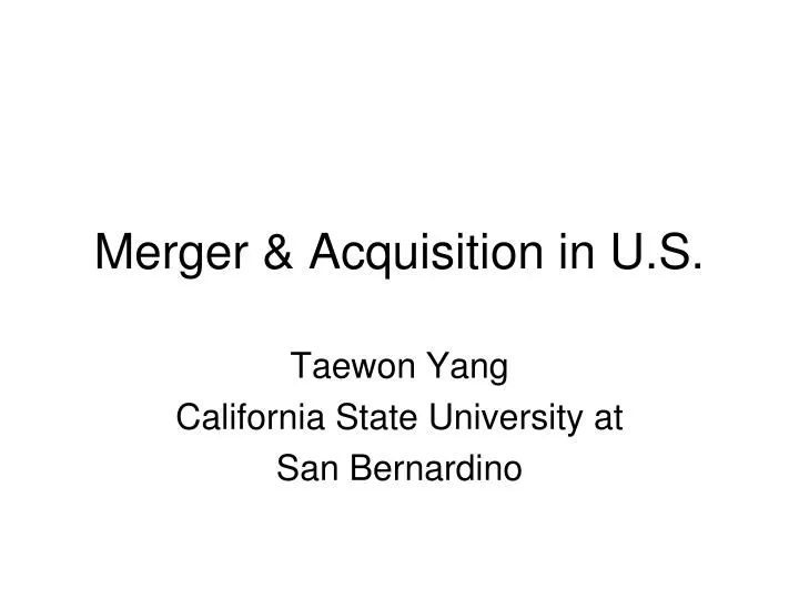 merger acquisition in u s
