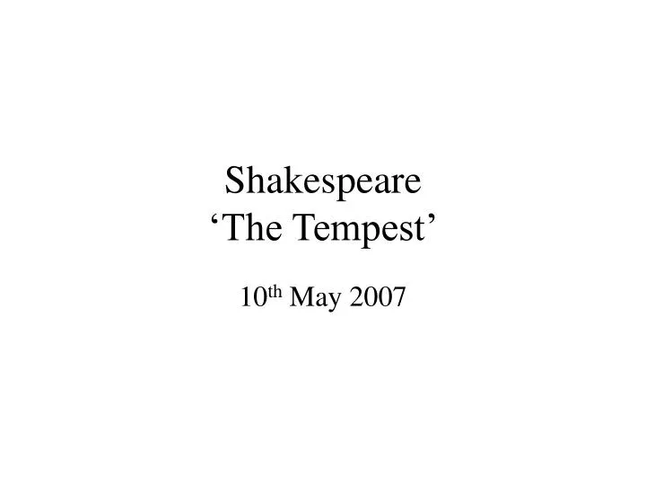 shakespeare the tempest