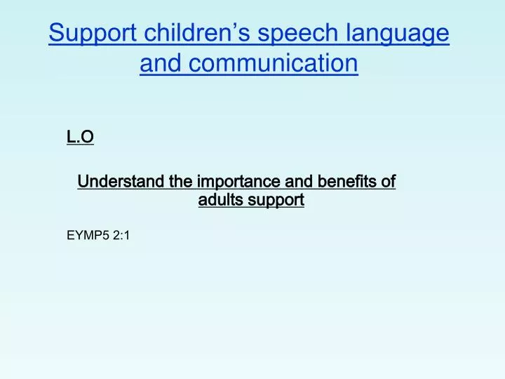 support children s speech language and communication