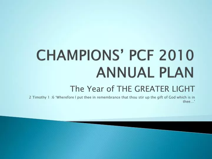 champions pcf 2010 annual plan