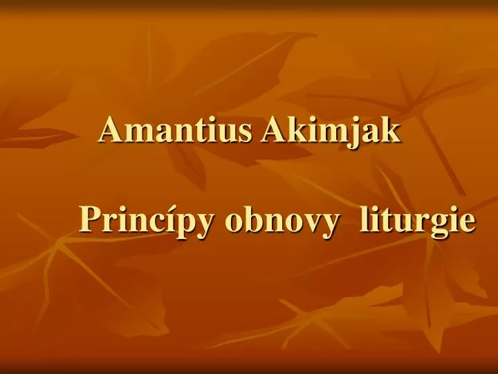 amantius akimjak princ py obnovy liturgie