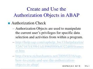 Create and Use the Authorization Objects in ABAP