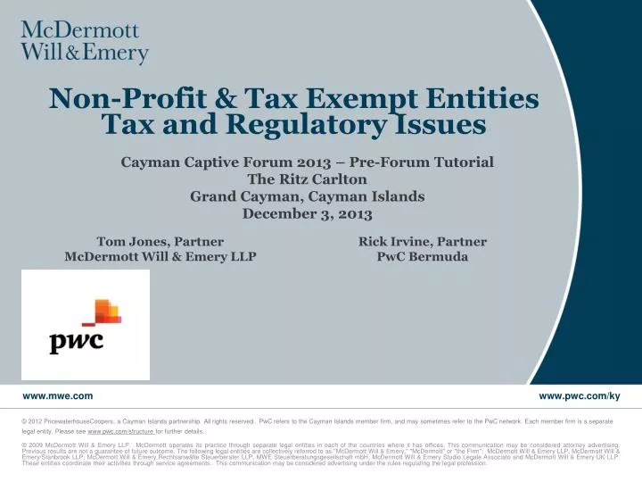 non profit tax exempt entities tax and regulatory issues