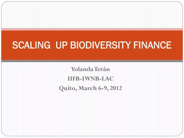 scaling up biodiversity finance