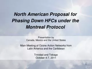 North American Proposal for Phasing Down HFCs under the Montreal Protocol