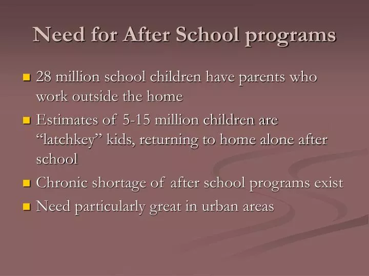 need for after school programs