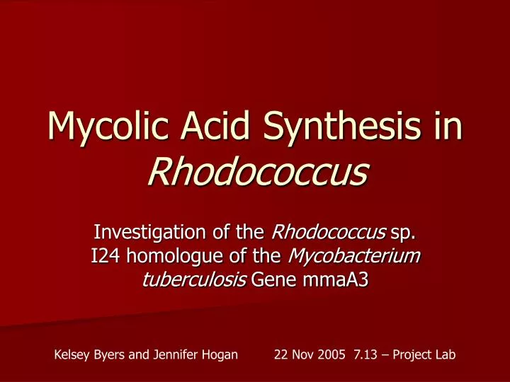 mycolic acid synthesis in rhodococcus