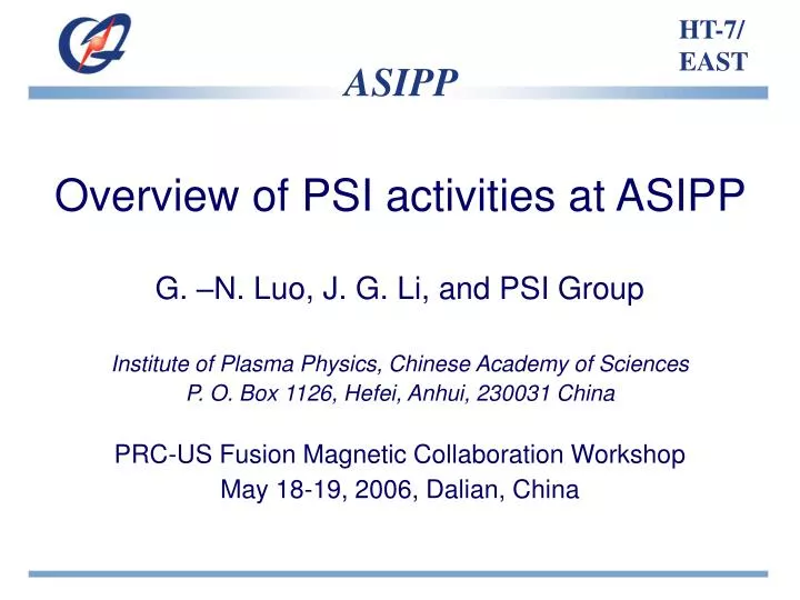 overview of psi activities at asipp