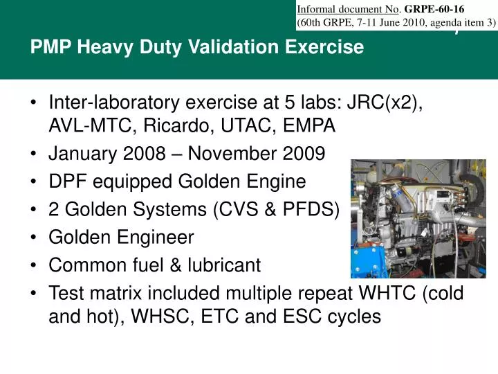 pmp heavy duty validation exercise