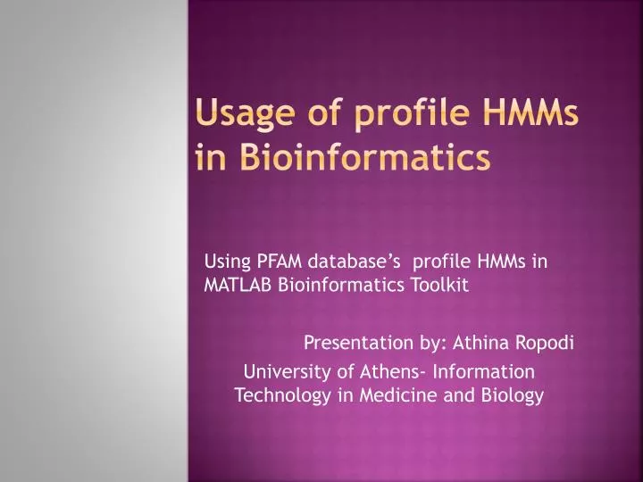 usage of profile hmms in bioinformatics