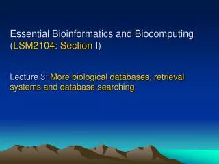 Biological databases Function and pathways databases - KEGG
