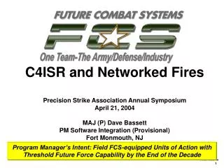 C4ISR and Networked Fires Precision Strike Association Annual Symposium April 21, 2004