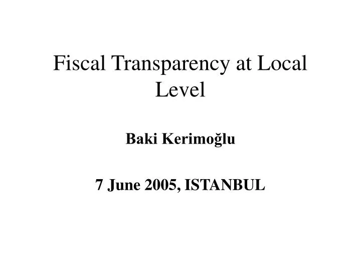 fiscal transparency at local level