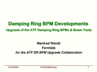 Damping Ring BPM Developments Upgrade of the ATF Damping Ring BPMs &amp; Beam Tests