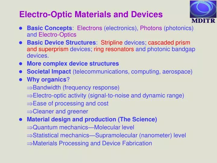 electro optic materials and devices