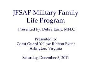 Military Family Life Consultants (MLFCs)