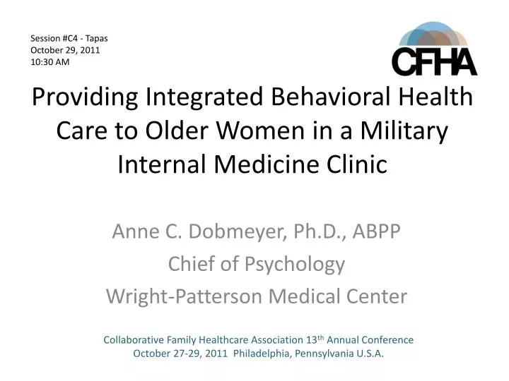 providing integrated behavioral health care to older women in a military internal medicine clinic