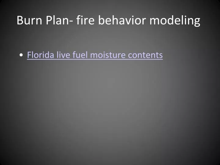 burn plan fire behavior modeling