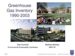 Greenhouse Gas Inventory 1990-2003