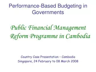 Performance-Based Budgeting in Governments