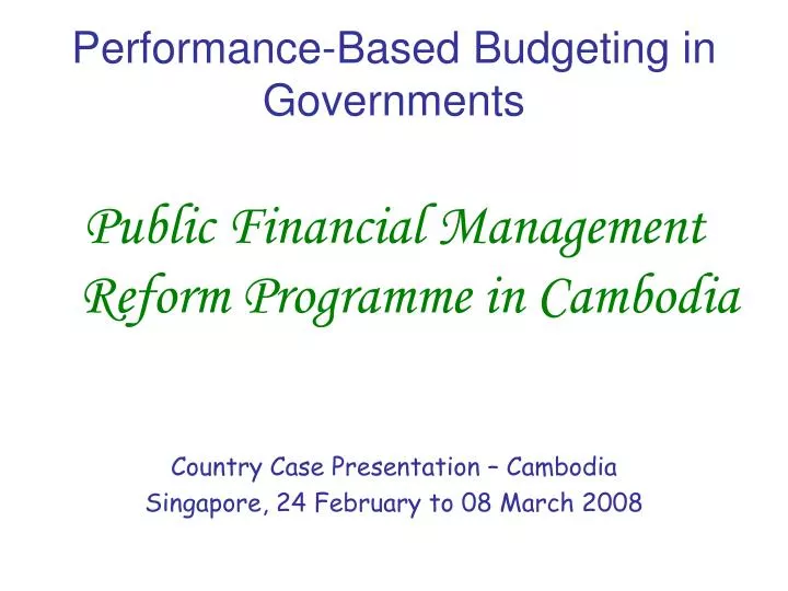 performance based budgeting in governments