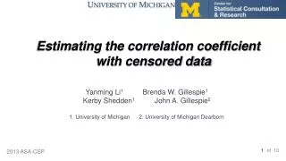 Estimating the correlation coefficient with censored data