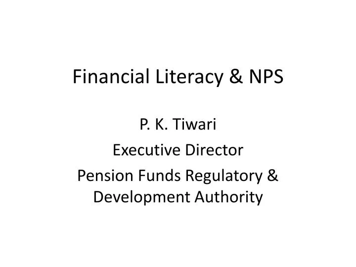 financial literacy nps