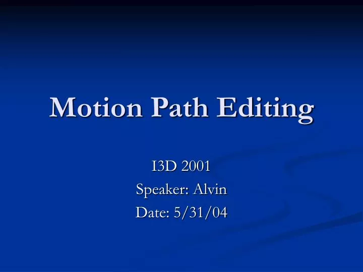 motion path editing