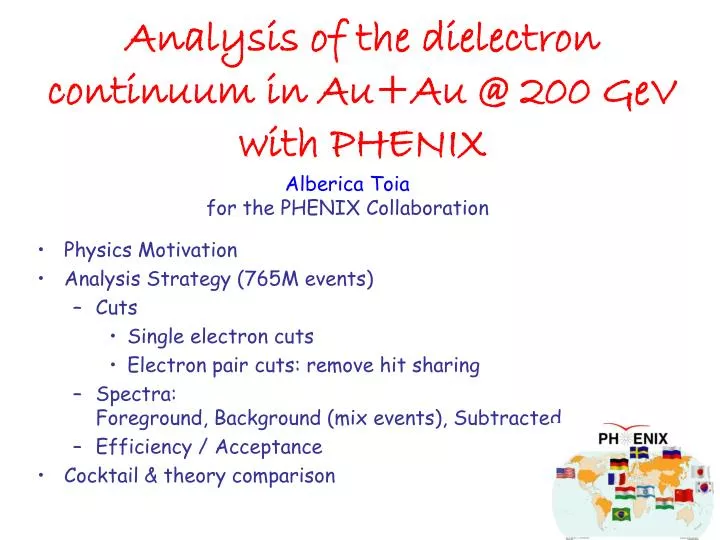 analysis of the dielectron continuum in au au @ 200 gev with phenix