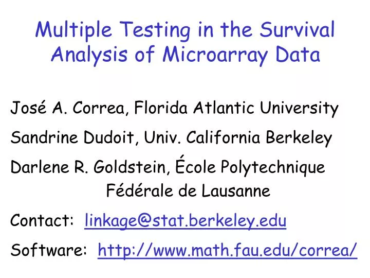 multiple testing in the survival analysis of microarray data