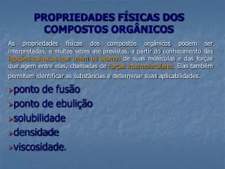 propriedades f sicas dos compostos org nicos