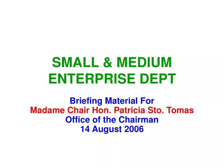 small medium enterprise dept