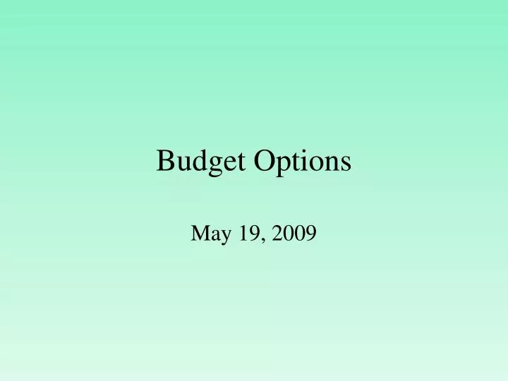 budget options