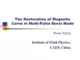 The Restoration of Magnetic Cores in Multi-Pulse Burst Mode