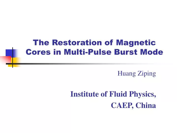 the restoration of magnetic cores in multi pulse burst mode