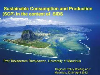 Africa Review Report on Sustainable Consumption and Production Prof Toolseeram Ramjeawon