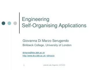 Engineering Self- Organising Applications