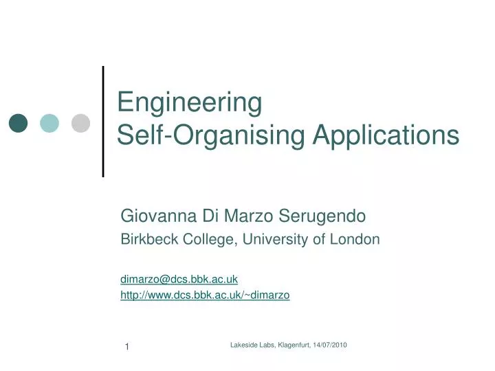 engineering self organising applications