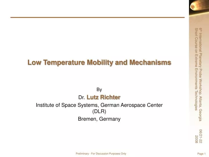low temperature mobility and mechanisms
