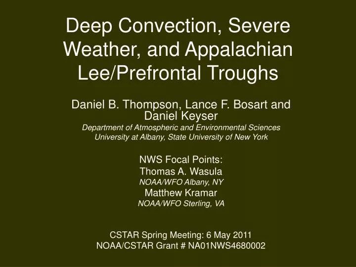 deep convection severe weather and appalachian lee prefrontal troughs