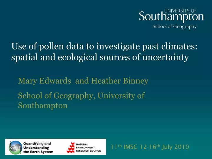 use of pollen data to investigate past climates spatial and ecological sources of uncertainty