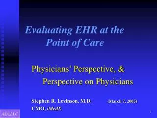 Evaluating EHR at the Point of Care