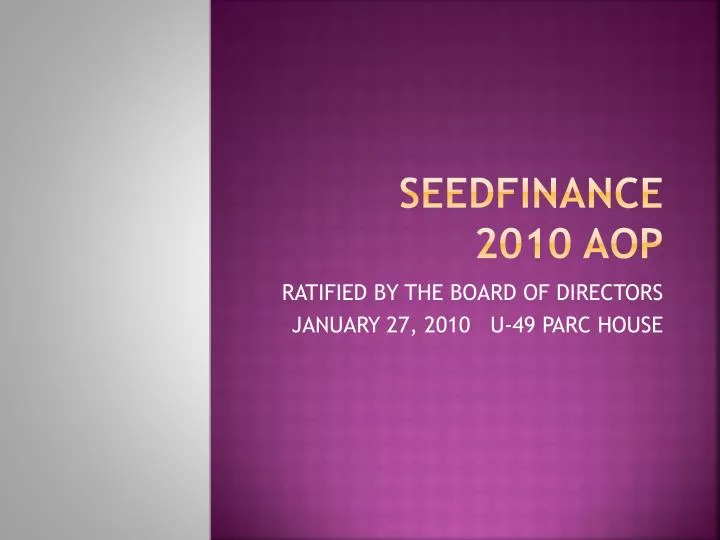 seedfinance 2010 aop